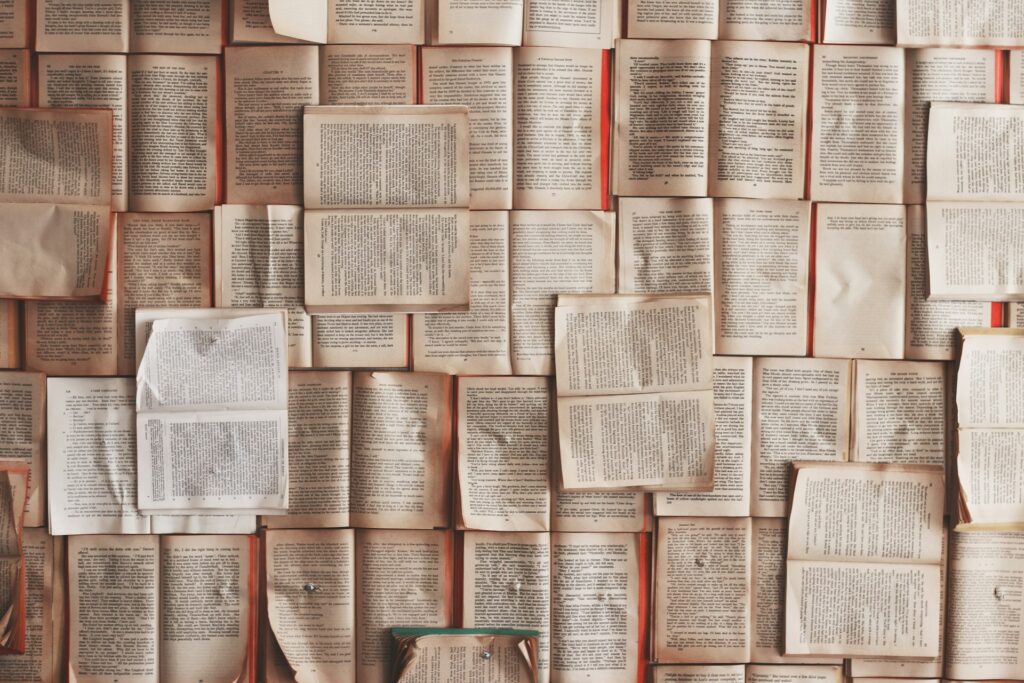 Photograph of open books laid flat